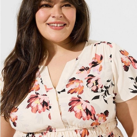 Torrid Peplum Georgette Flutter Sleeve Floral Top Womens Plus Size XL - Picture 10 of 12